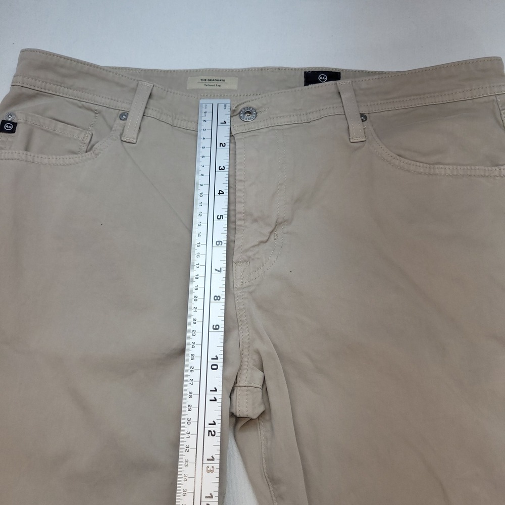 AG Adriano Goldschmied The Graduate Pants Mens 38x34 Tan Tailored Leg Khaki - Picture 8 of 12